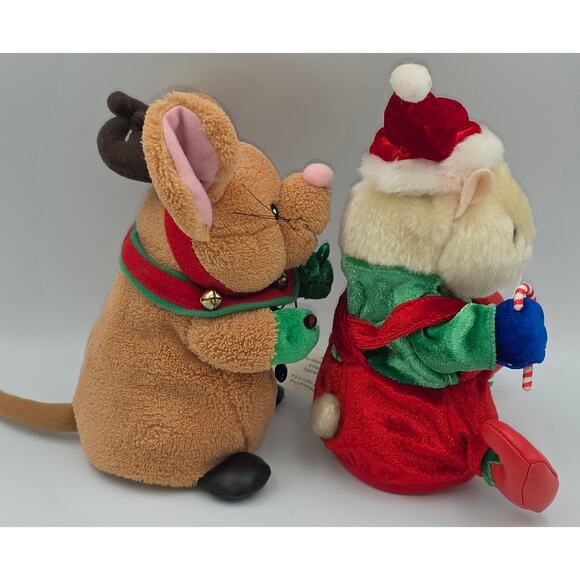 Gemmy 7" Christmas Mouse Reindeer Hamster Elf Plush Candycane Bells *Not Working - Picture 4 of 9